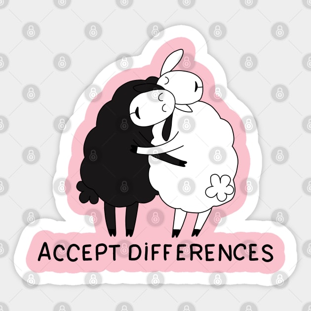 Black sheep and white sheep Sticker by valentinahramov